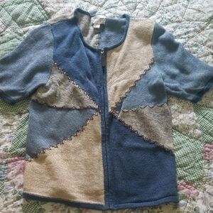 Christopher & Banks Blue and Beige Sweater